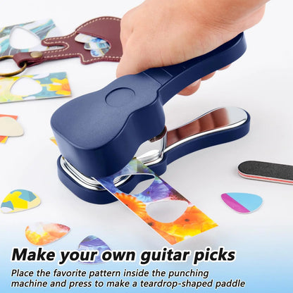 Kit Perforadora de Púas de Guitarra DIY – Cortador de Púas con 15 Tiras, Llavero y Lima, Regalo Original para Guitarristas