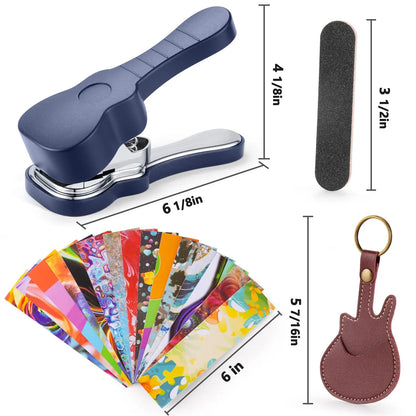Kit Perforadora de Púas de Guitarra DIY – Cortador de Púas con 15 Tiras, Llavero y Lima, Regalo Original para Guitarristas