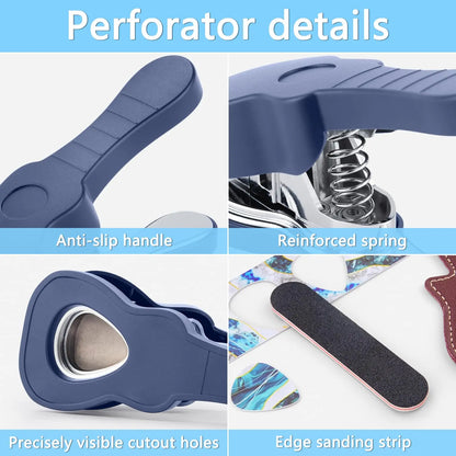 Kit Perforadora de Púas de Guitarra DIY – Cortador de Púas con 15 Tiras, Llavero y Lima, Regalo Original para Guitarristas
