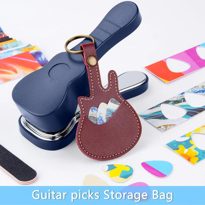 Kit Perforadora de Púas de Guitarra DIY – Cortador de Púas con 15 Tiras, Llavero y Lima, Regalo Original para Guitarristas